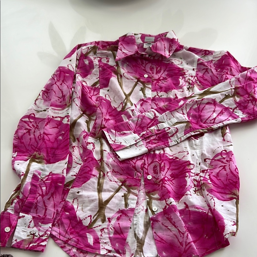 Floral Pink Button-Up Shirt